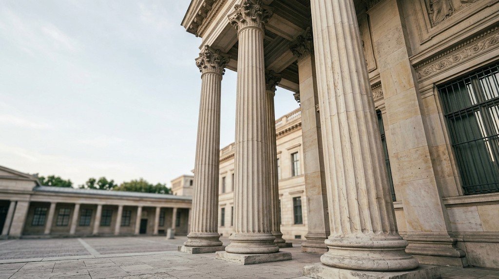 Columnas de un edificio institucional en detalle