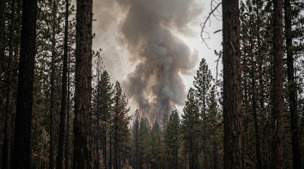 Incendio forestal entre los árboles